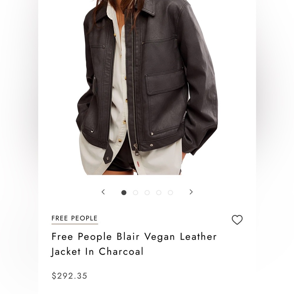 Free People Blair Vegan Leather Jacket Charcoal Oversized Large - Picture 3 of 16
